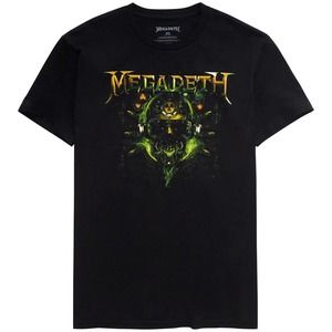 Megadeth Men's Officially Licensed Green Skull Tee T-Shirt in Black